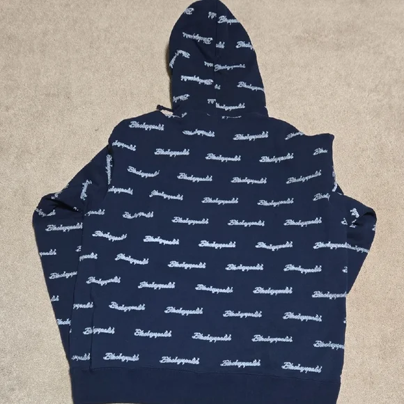 Navy Blue Hoodie with White Script - Picture 3 of 5